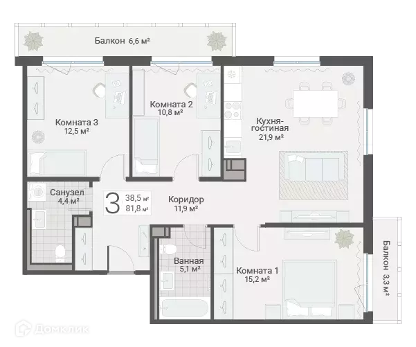 Продаётся 3-к квартира, 81.8 м - Фото 0