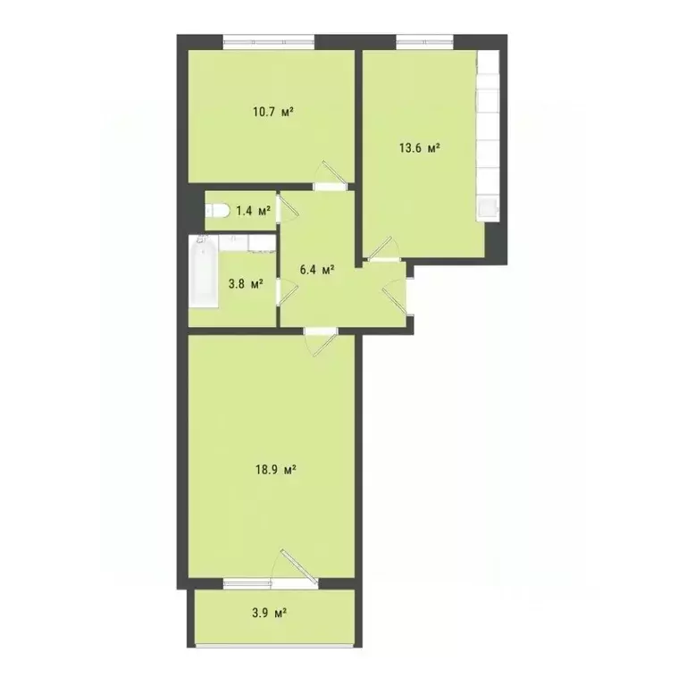 2-к кв. Омская область, Омск Сады Наука мкр, с1 (55.1 м) - Фото 0
