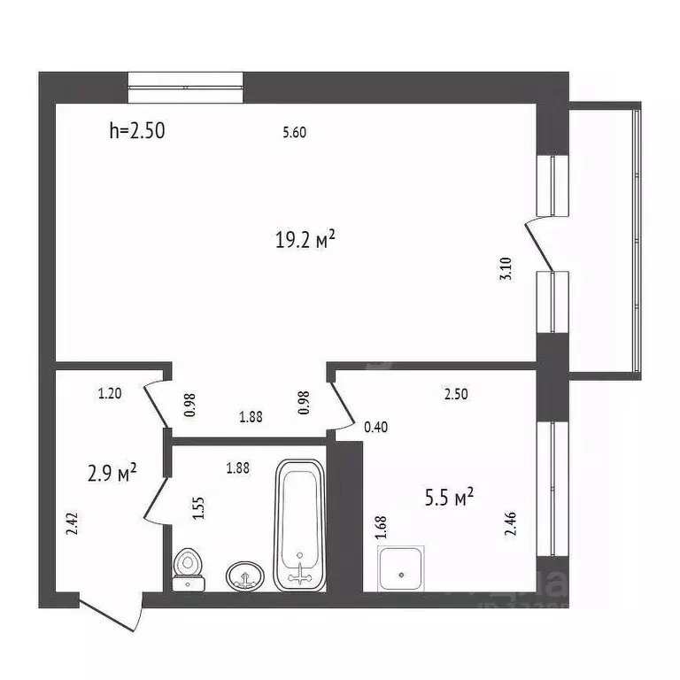 1-к кв. Красноярский край, Красноярск Семафорная ул., 205а (30.5 м) - Фото 1