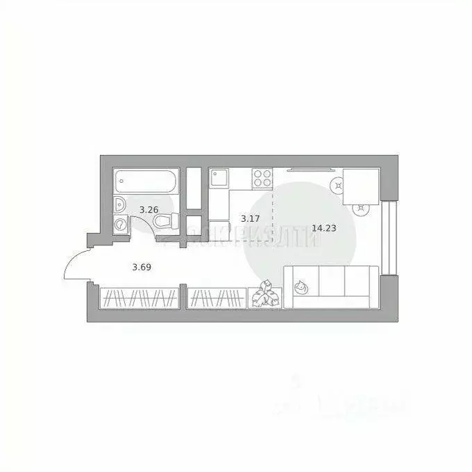 Квартира, студия, 24.4 м - Фото 1