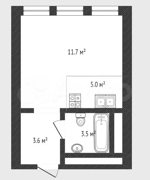 Квартира-студия, 23,8 м, 12/25 эт. - Фото 0