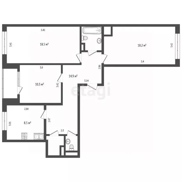 3-к кв. Москва ул. Маресьева, 10к1 (76.9 м) - Фото 2