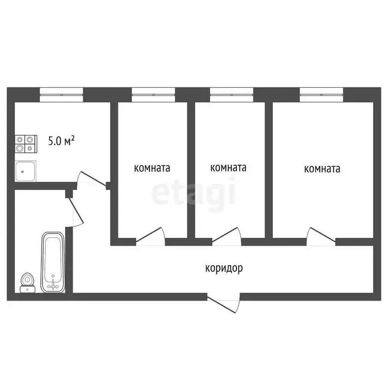 3-комнатная квартира: Камышлов, улица Строителей, 14 (52.2 м) - Фото 1