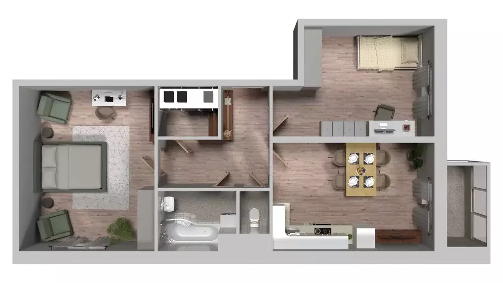 2-комнатная квартира: село Тарасовка, микрорайон Пушкарь, 1 (72.6 м) - Фото 1