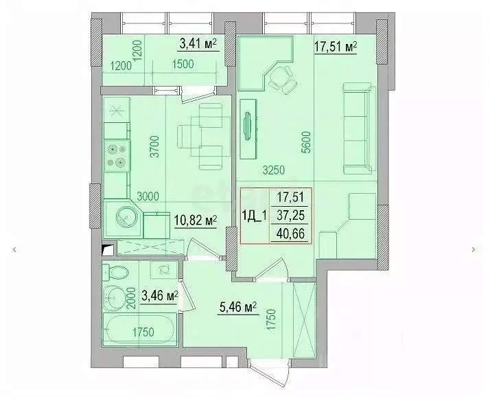1-к кв. Белгородская область, Белгород ул. Щорса, 37в (37.4 м) - Фото 1