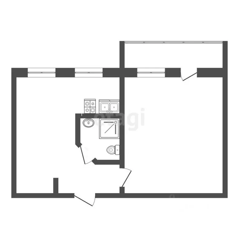 2-к кв. Крым, Кировский район, с. Льговское ул. Мичурина, 74 (45.7 м) - Фото 1