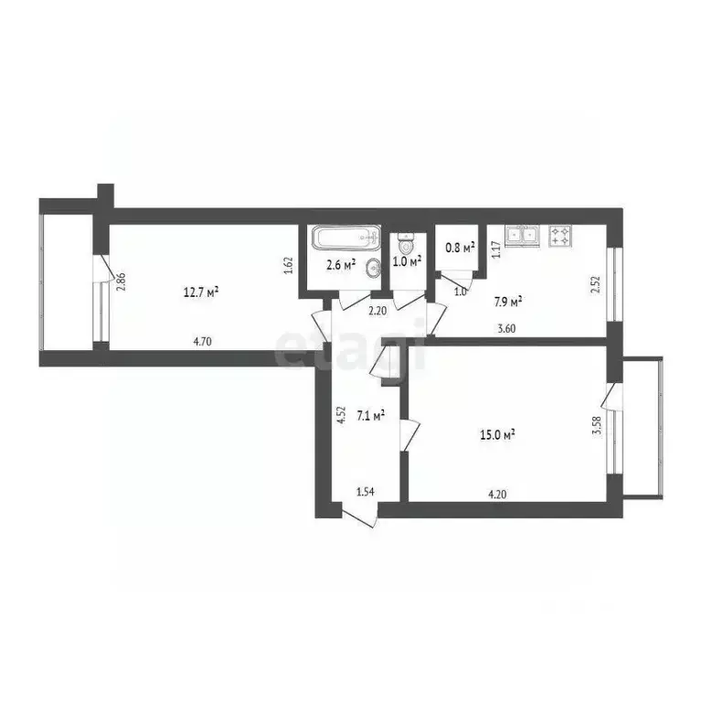 2-к кв. Архангельская область, Котлас ул. Ушакова, 12 (47.5 м) - Фото 0