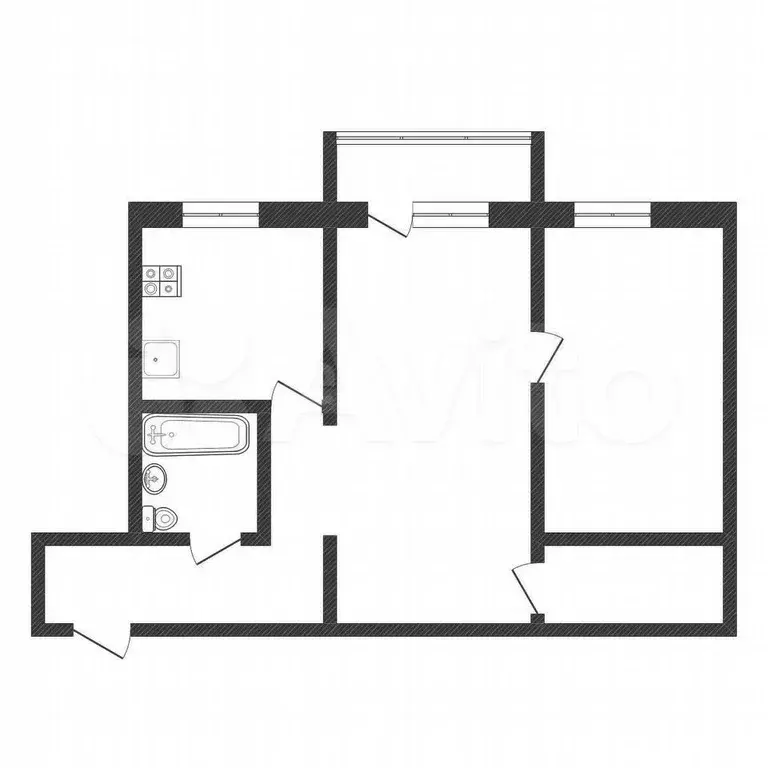 2-к. квартира, 41,6 м, 2/4 эт. - Фото 0