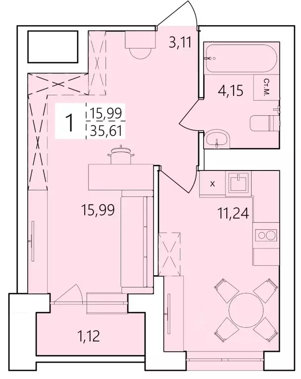 1-к кв. Башкортостан, Уфа ул. Пожарского, 237 (35.61 м) - Фото 1