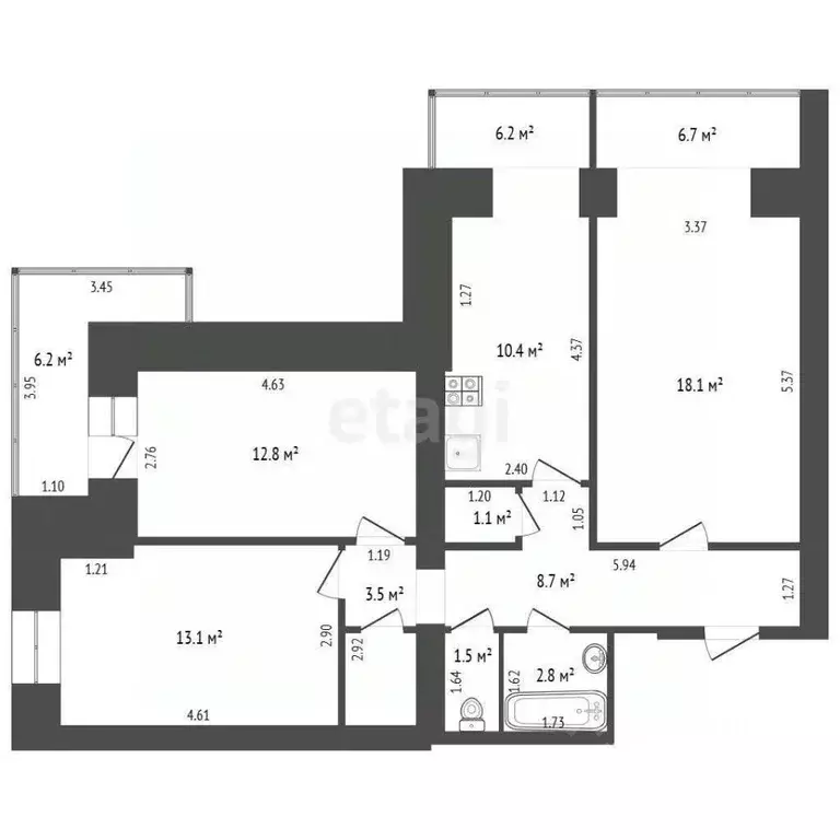 3-к кв. Хабаровский край, Комсомольск-на-Амуре просп. Первостроителей, ... - Фото 2