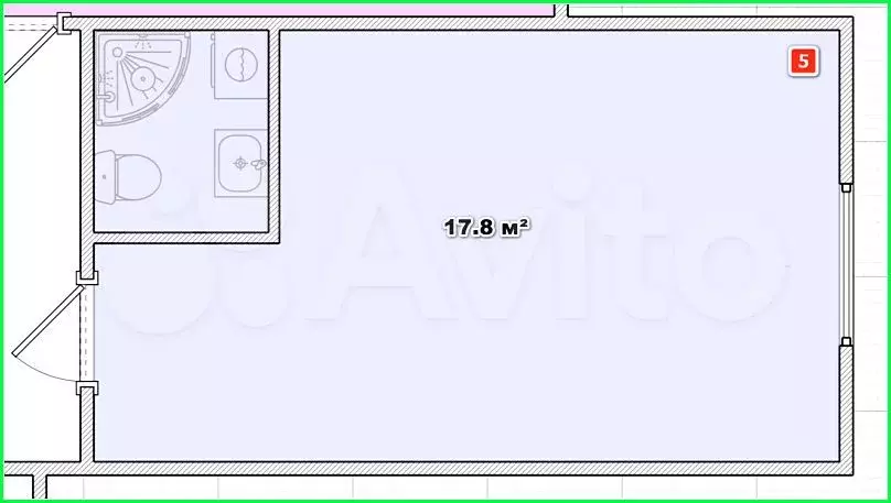 Квартира-студия, 17,9 м, 1/17 эт. - Фото 0