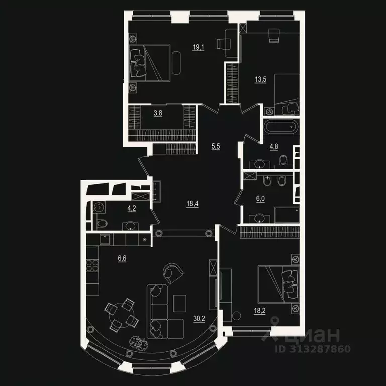 4-к кв. Тюменская область, Тюмень ул. Щербакова, 2к6 (130.23 м) - Фото 0