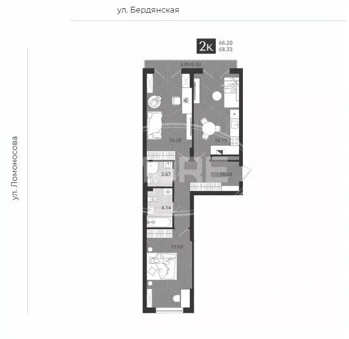 2-к кв. Калининградская область, Калининград ул. Ломоносова, 52 (66.2 ... - Фото 1