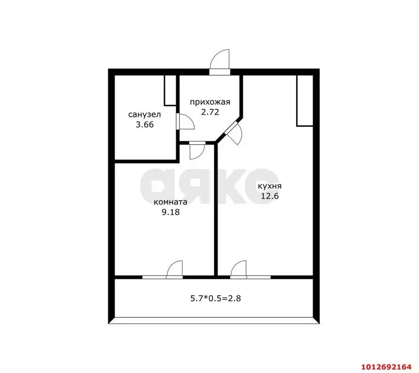 1-комнатная квартира: Краснодар, микрорайон имени Петра Метальникова, ... - Фото 1