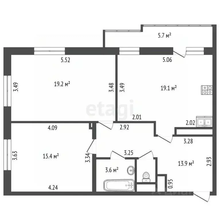 2-к кв. Санкт-Петербург Киевская ул., 3к2Ж (72.1 м) - Фото 1