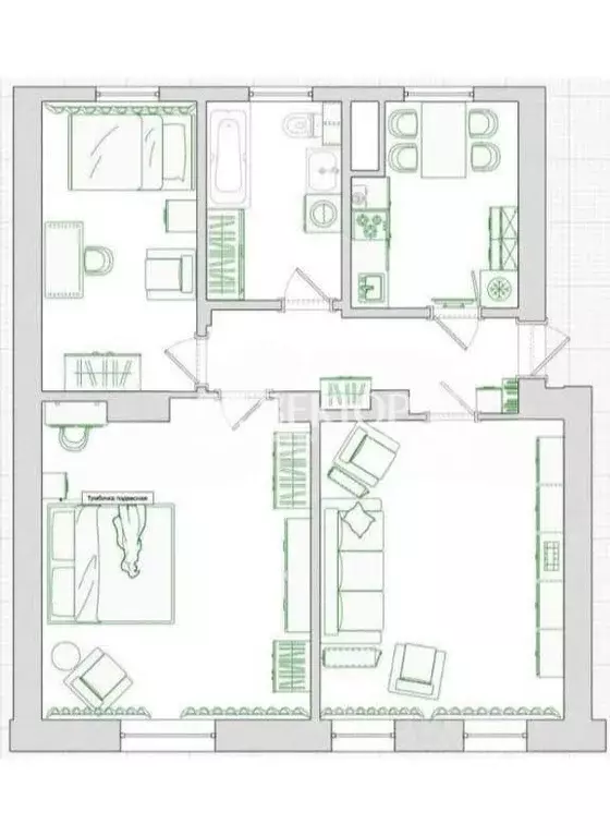 3-к кв. Костромская область, Кострома Петрковский бул., 4 (74.0 м) - Фото 2