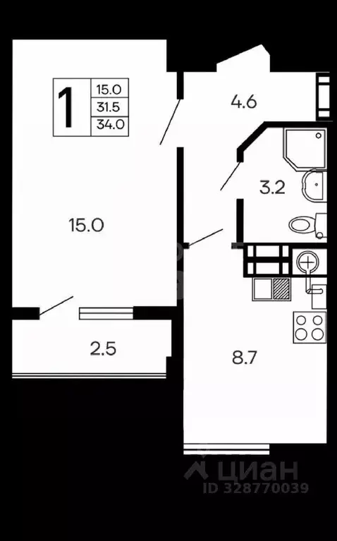 1-к кв. Крым, Алушта ул. 60 лет СССР, 25А (38.6 м) - Фото 2