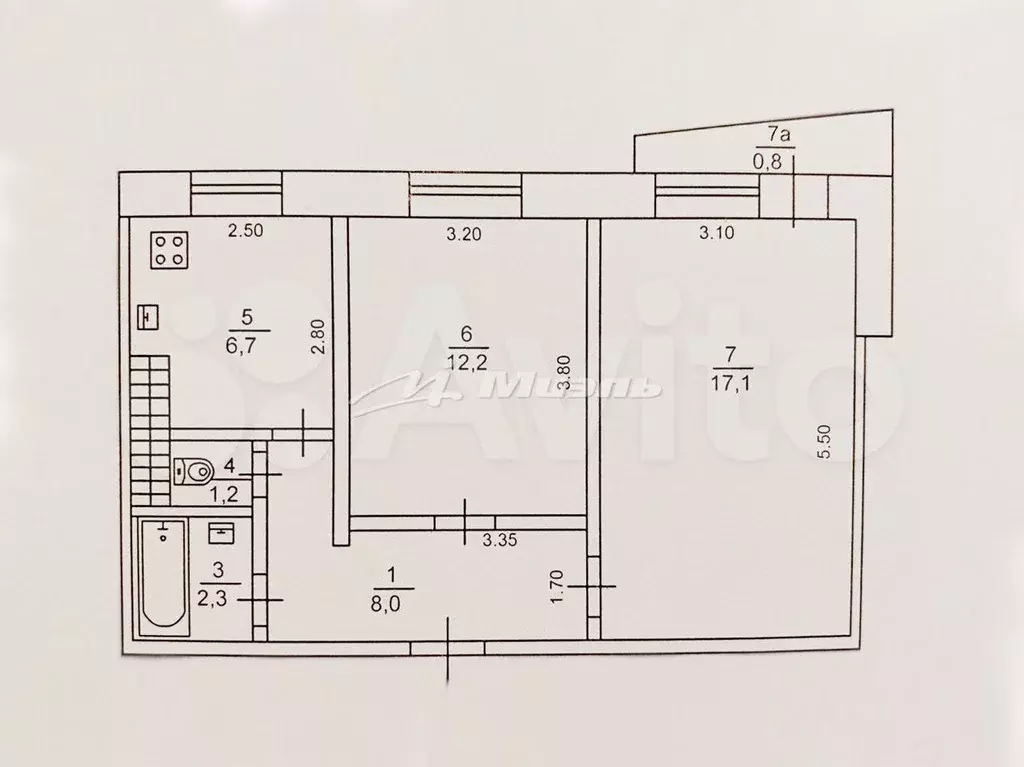 2-к. квартира, 48,3 м, 3/9 эт. - Фото 0