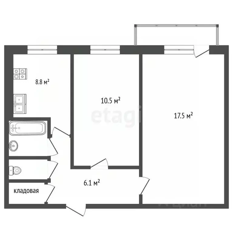 2-к кв. Тамбовская область, Тамбов Мичуринская ул., 143 (44.6 м) - Фото 2