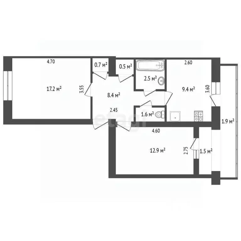 2-к кв. Крым, Феодосия ул. Строительная, 13 (53.7 м) - Фото 2