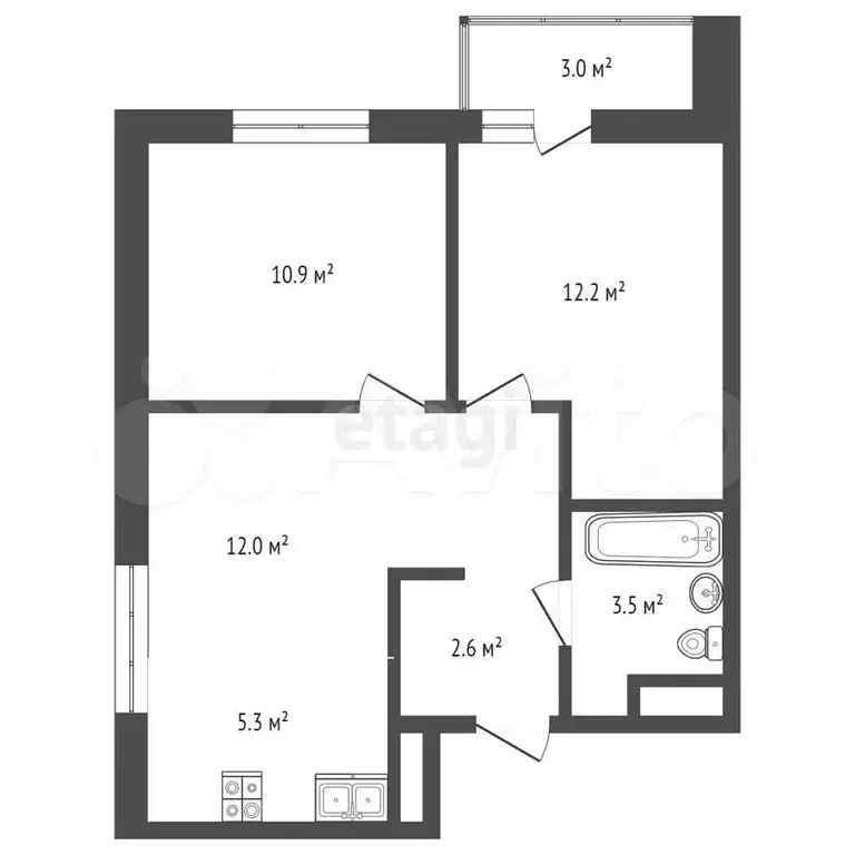 3-к. квартира, 49,5 м, 22/24 эт. - Фото 0