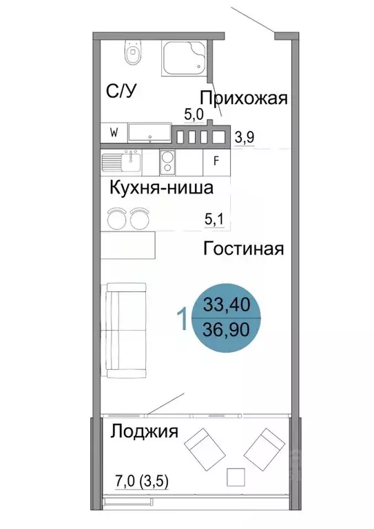 1-к кв. Крым, Керчь Белый город жилой комплекс (36.9 м) - Фото 0