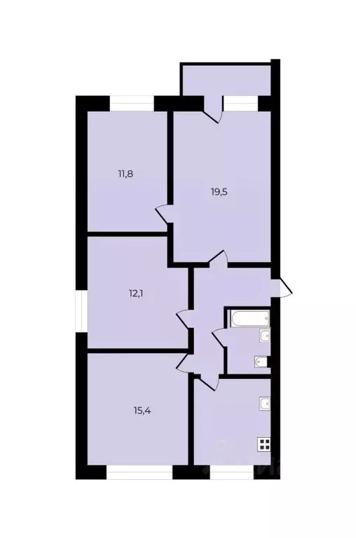 4-к кв. Москва Якорная ул., 8К2 (75.7 м) - Фото 2