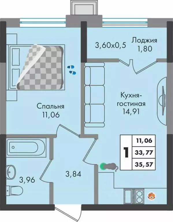 1-к кв. Краснодарский край, Краснодар ул. Имени Генерала Брусилова, ... - Фото 0