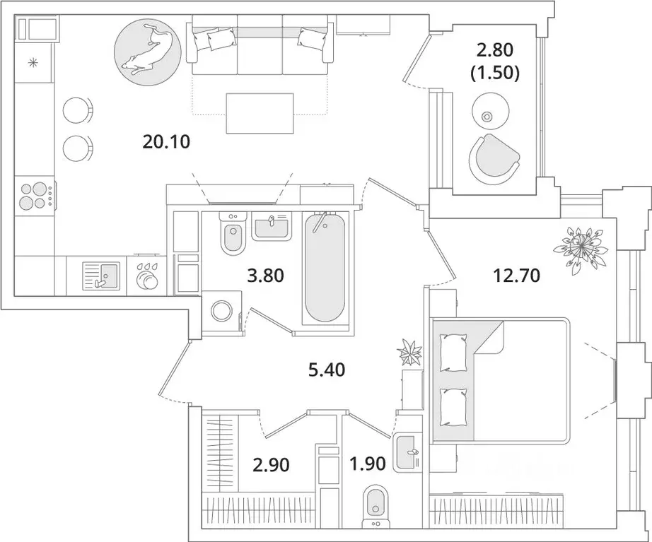 1-к кв. Санкт-Петербург Планерная ул., 99 (48.5 м) - Фото 0