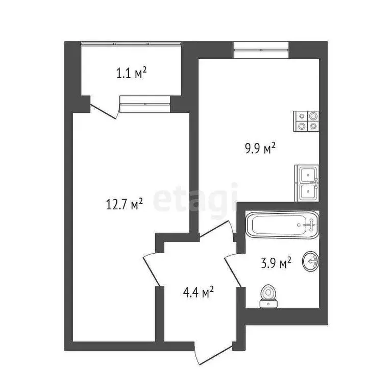 1-комнатная квартира: Тюмень, Полевая улица, 115 (31 м) - Фото 0