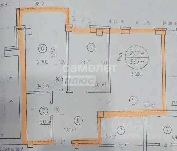 2-к кв. Липецкая область, Липецк ул. И.В. Свиридова, 14 (58.3 м) - Фото 2