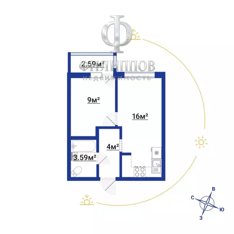 1-к кв. Санкт-Петербург Комендантский просп., 58к1 (35.0 м) - Фото 1