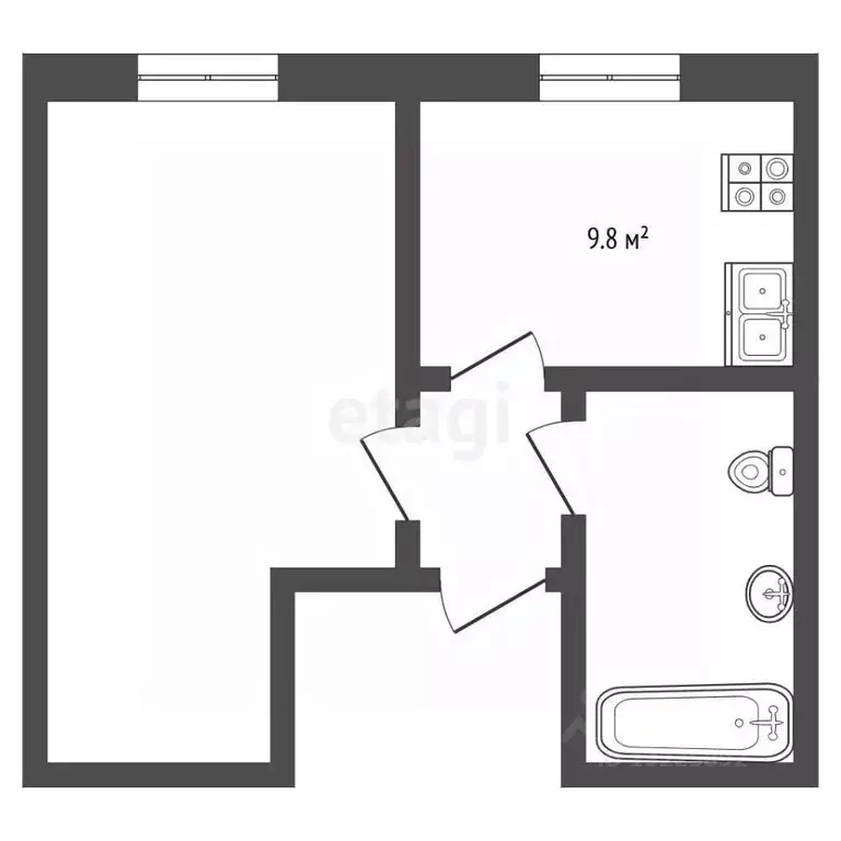 1-к кв. Вологодская область, Кириллов ул. Ленина, 158Б (37.0 м) - Фото 2