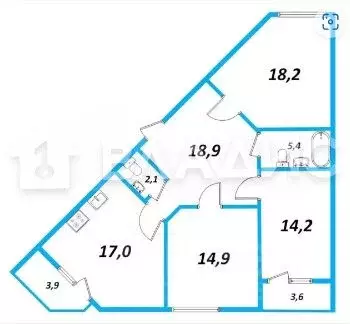 3-к кв. Санкт-Петербург ул. Русановская, 11 (88.2 м) - Фото 1