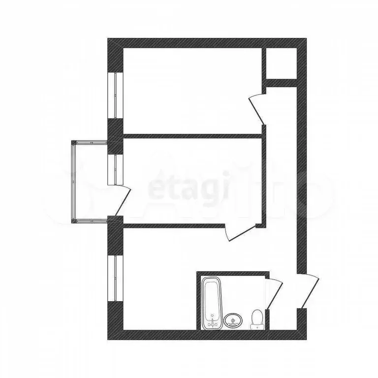 2-к. квартира, 42,1 м, 5/5 эт. - Фото 0