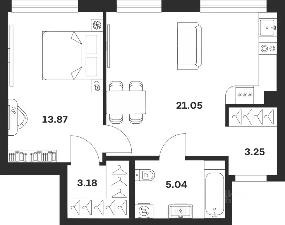 1-к кв. Тульская область, Тула Парк Патриот жилой комплекс (46.39 м) - Фото 1