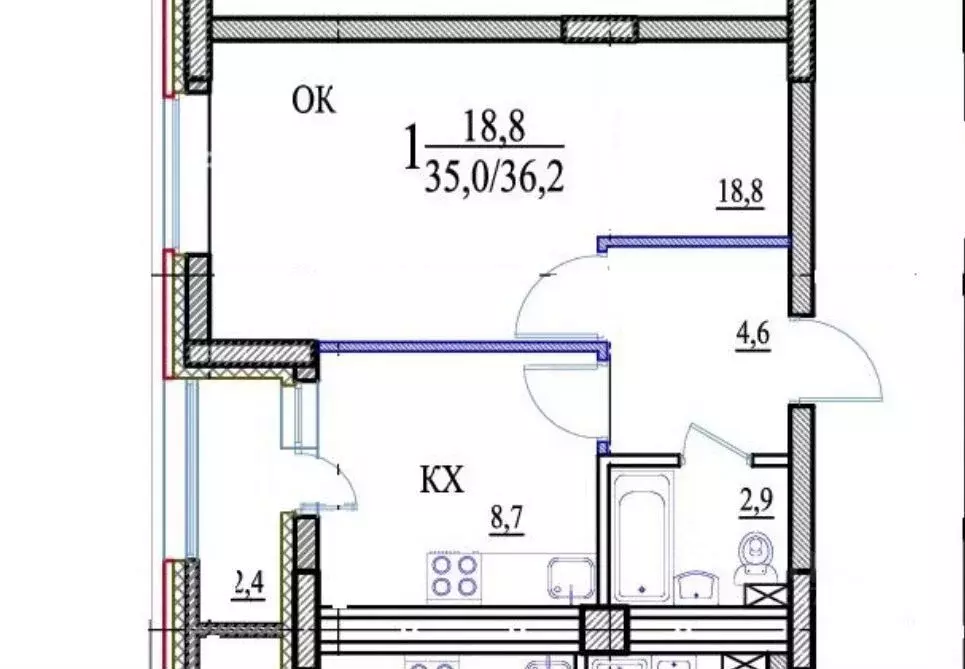 1-к кв. Башкортостан, Уфа ул. Дмитрия Донского, 42 (37.0 м) - Фото 2