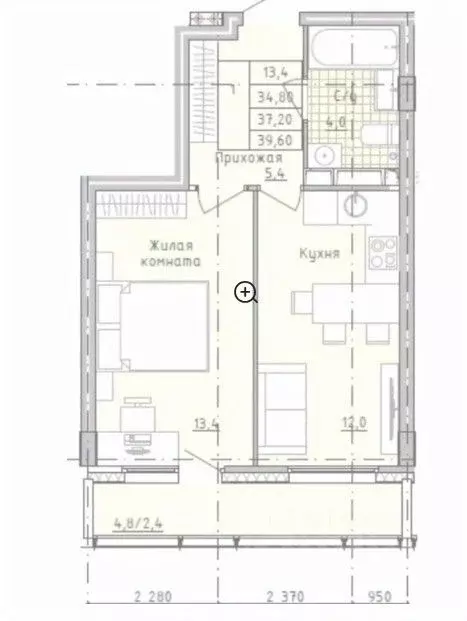 1-к кв. Московская область, Солнечногорск городской округ, Голубое пгт ... - Фото 2
