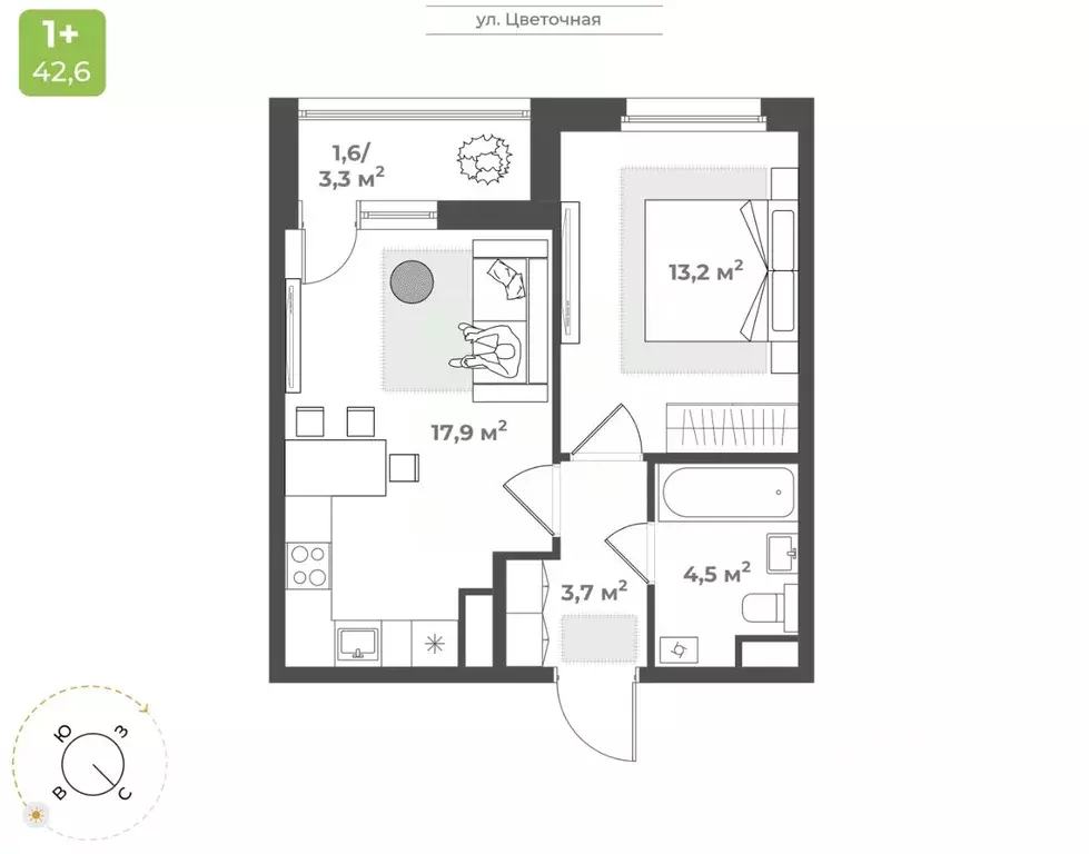 1-к кв. Тверская область, Тверь Соминка мкр,  (40.9 м) - Фото 1