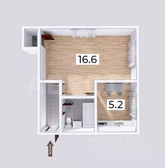 1-к кв. Омская область, Омск Городок Нефтяников мкр, ул. 4-я ... - Фото 2