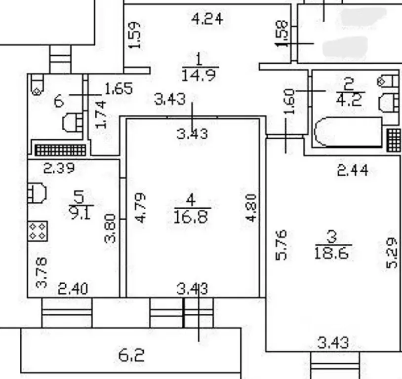 2-к кв. Санкт-Петербург Комендантский просп., 17к1 (66.2 м) - Фото 2