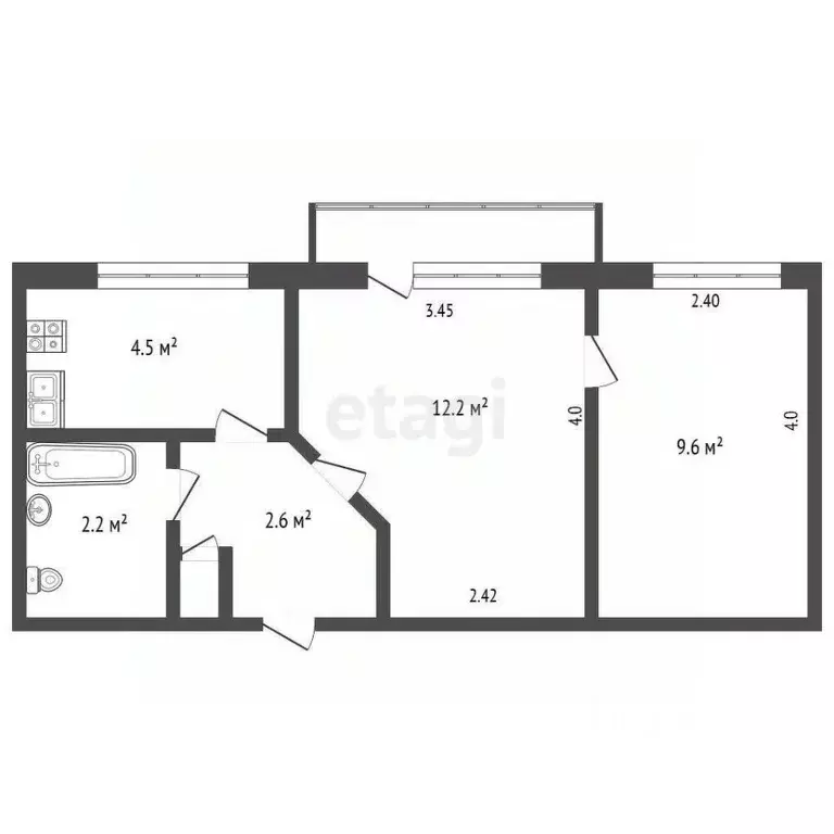 2-к кв. Севастополь ул. Маршала Геловани, 18 (35.0 м) - Фото 0