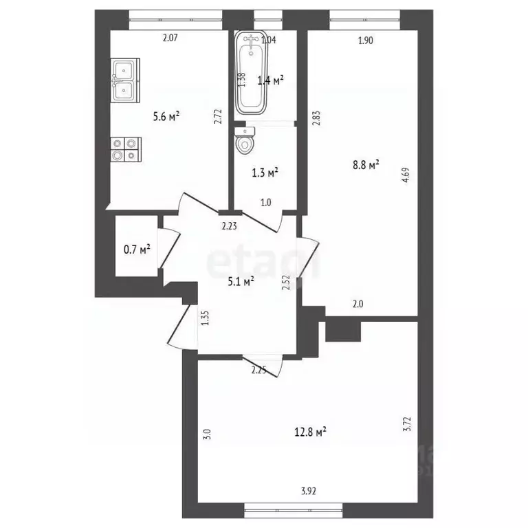 2-к кв. Калининградская область, Калининград ул. Павлика Морозова, 114 ... - Фото 2