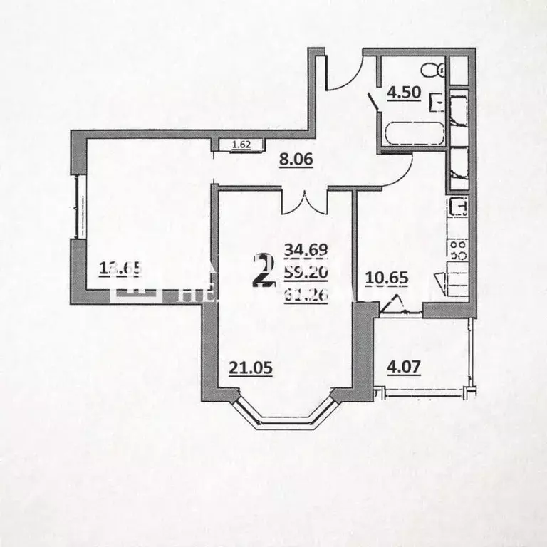 2-к кв. Московская область, Домодедово Южный мкр, ул. Курыжова, 20 ... - Фото 2