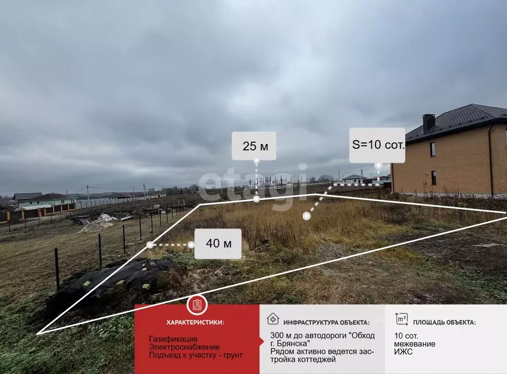 Участок в Брянская область, Брянский район, Добрунское с/пос, с. ... - Фото 0