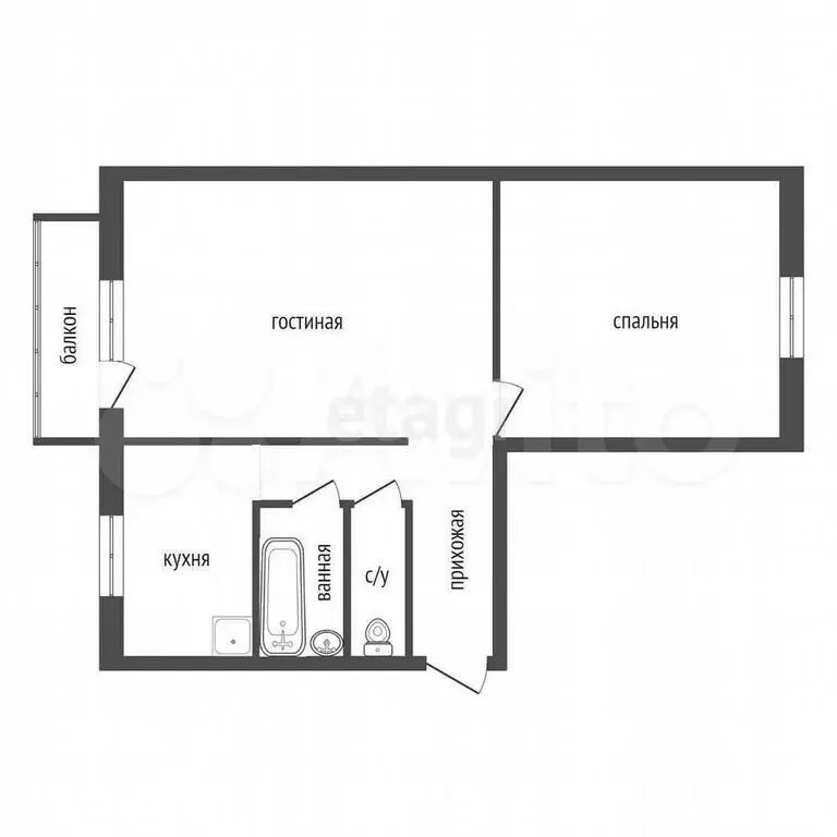 2-к. квартира, 48,1 м, 3/5 эт. - Фото 0
