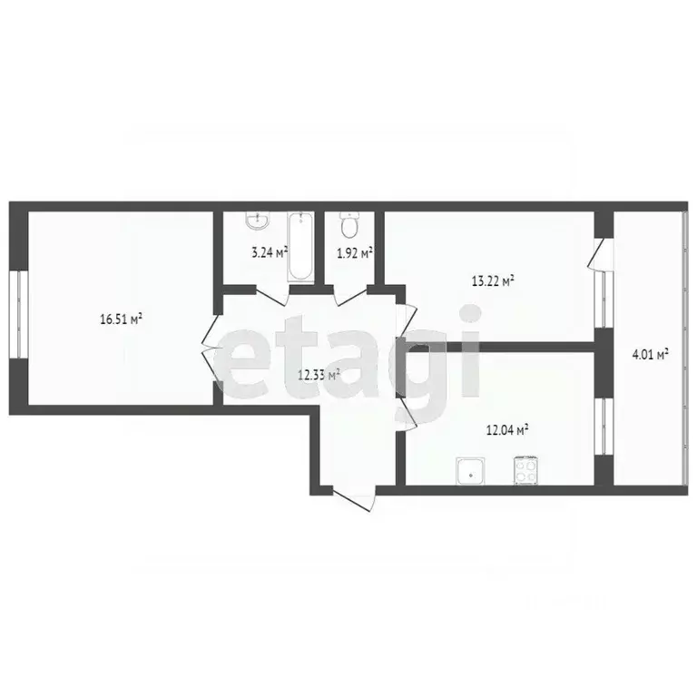 2-к кв. Тюменская область, Тюмень ул. Самарцева, 177 (61.0 м) - Фото 0