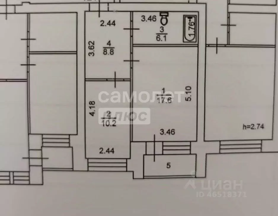 1-к кв. Тюменская область, Тюмень ул. Газовиков, 41к1 (46.0 м) - Фото 2