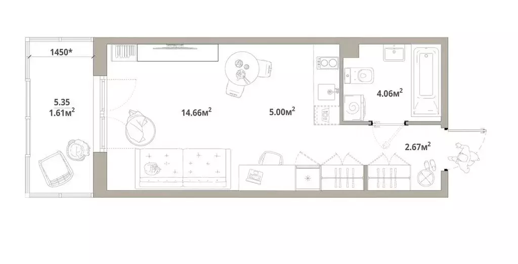 Квартира-студия: городской посёлок Новоселье, Центральная улица, 30к2 ... - Фото 1