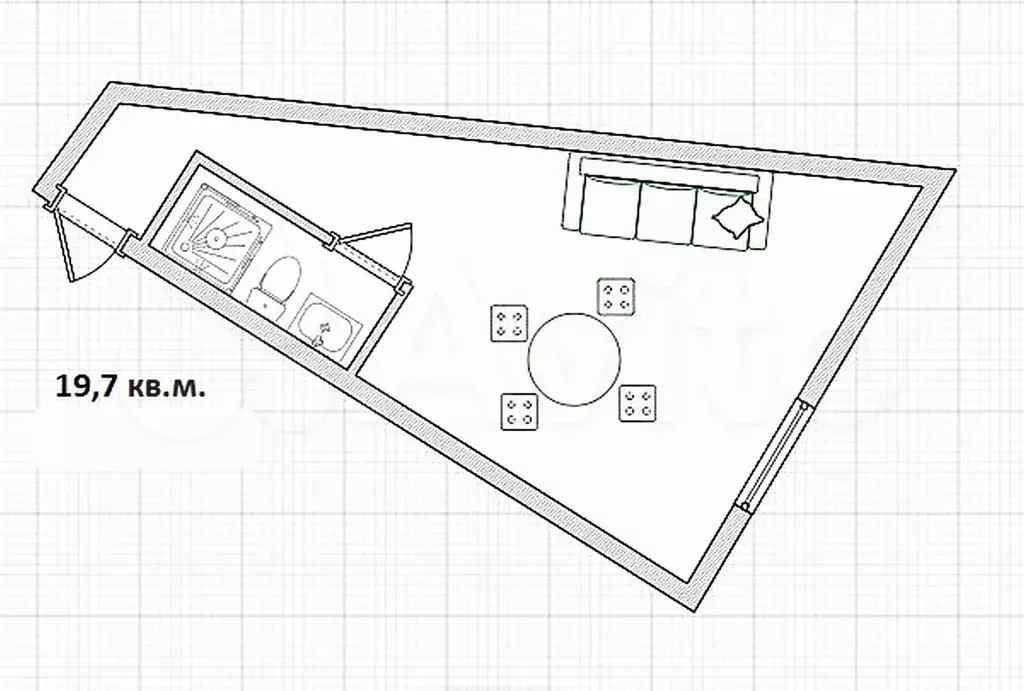 Квартира-студия, 18 м, 1/5 эт. - Фото 0